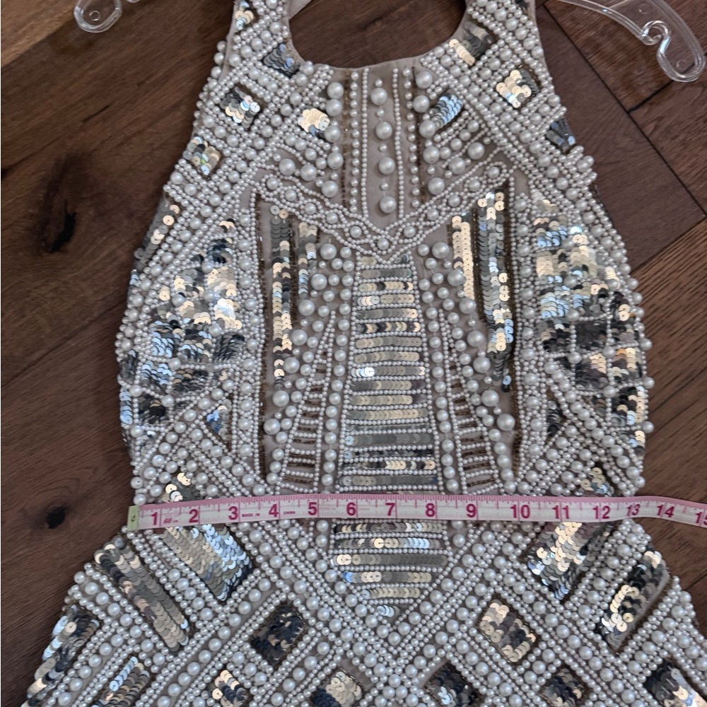 ASOS Elegant Silver Beaded Cocktail Dress - Picture 10 of 10